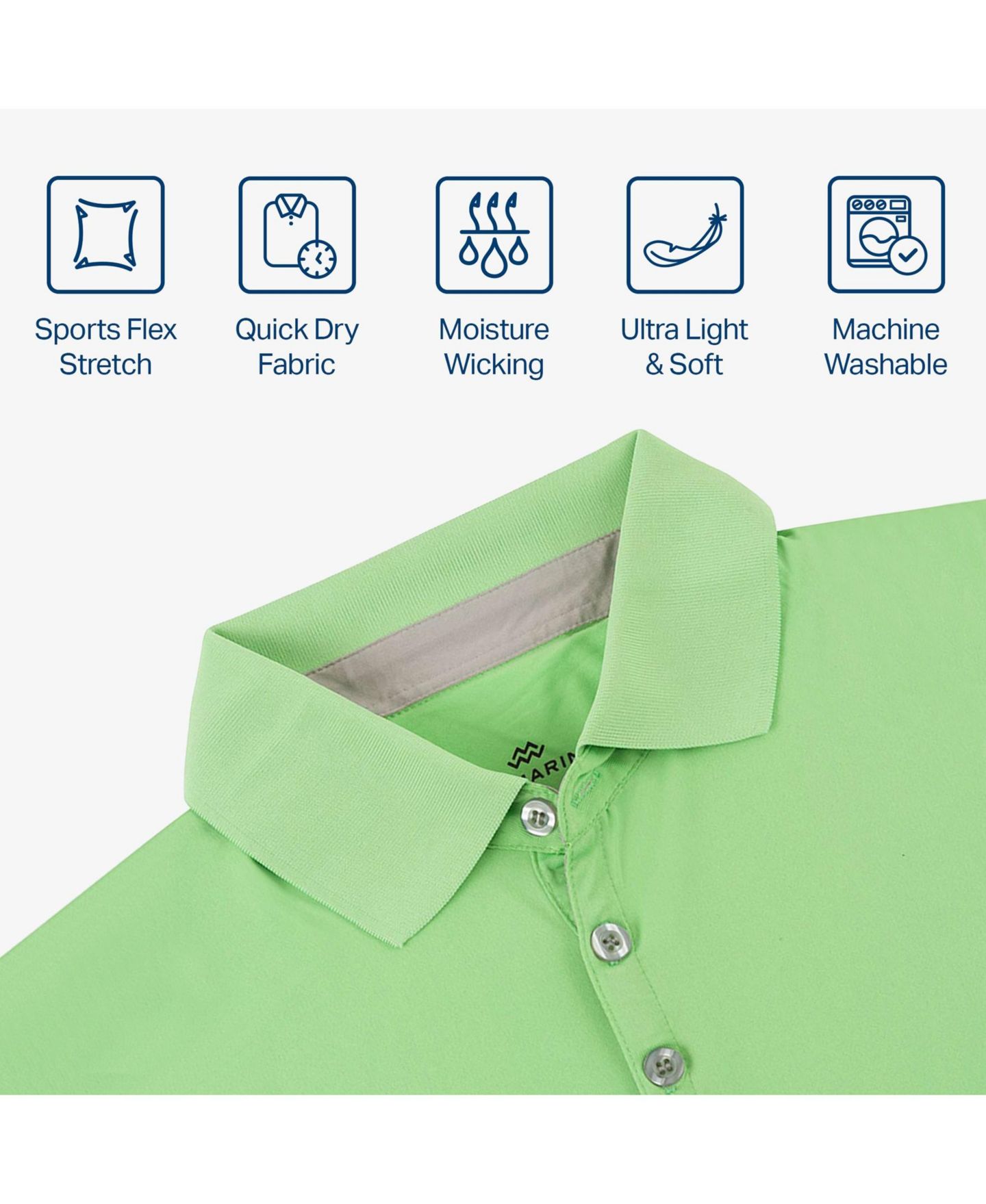 Мужское поло Mio Marino Lightweight Performance Stretch Golf Polo Shirt, Breathable Fit, цвет: Лаймовый зелёный — фото 8