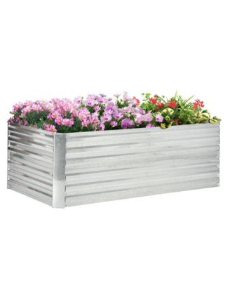 Raised Garden Bed, 71" x 36" x 23" Galvanized Steel Planters for Outdoor Plants with Reinforced Rods for Vegetables, Flowers, and Herbs, Silver