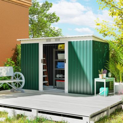 9&#39; x 4&#39; Metal Outdoor Storage Shed with Lockable Doors,