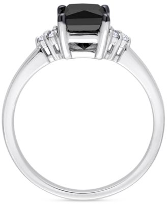 Black Diamond (3/4 ct. t.w.) & White Diamond (1/4 ct. t.w.) Princess-Cut Engagement Ring in 14k White Gold