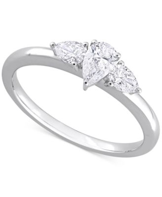 Macy's - Diamond Pear-Cut Three-stone Engagement Ring (5/8 ct. t.w.) in 14k White Gold