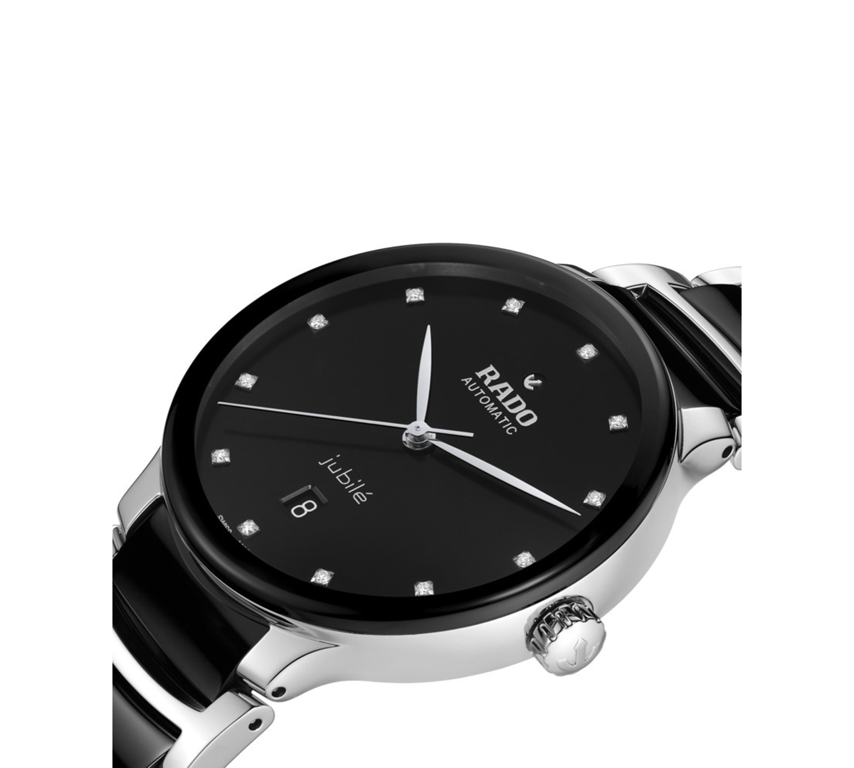 Rado Men's Swiss Automatic Centrix Diamond (1/10 Ct. T.w.) Black High-tech Ceramic & Stainless Steel Brac In Black