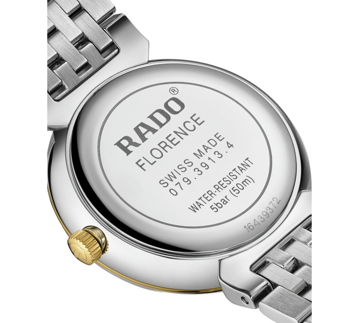 Shop Rado Women's Swiss Florence Classic Diamond (1/20 Ct. T.w.) Two-tone Stainless Steel Bracelet Watch 30mm In Silver Yellow Gold