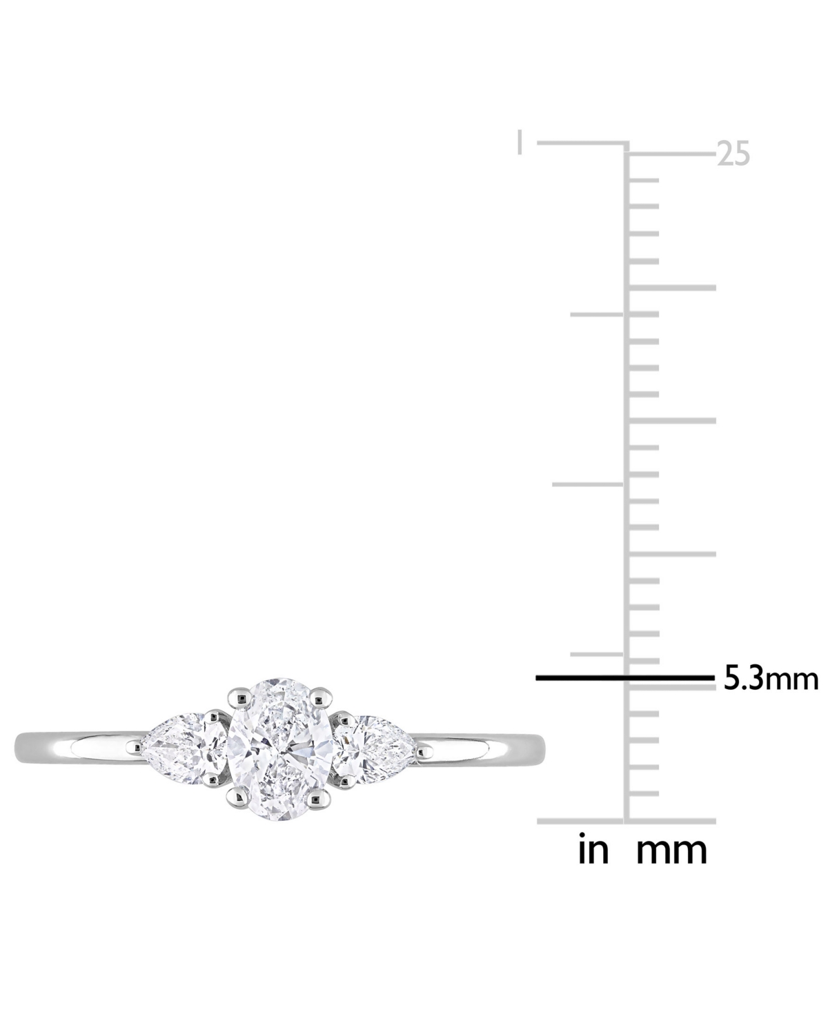 Diamond Oval- & Pear-Cut Three Stone Engagement Ring (1/2 ct. t.w.) in 14k- White Gold