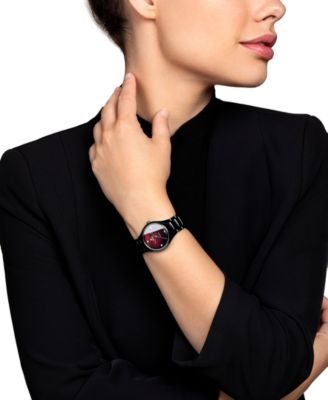 Women's Swiss Automatic True Diamond Accent Black High-Tech Ceramic Bracelet Watch 30mm