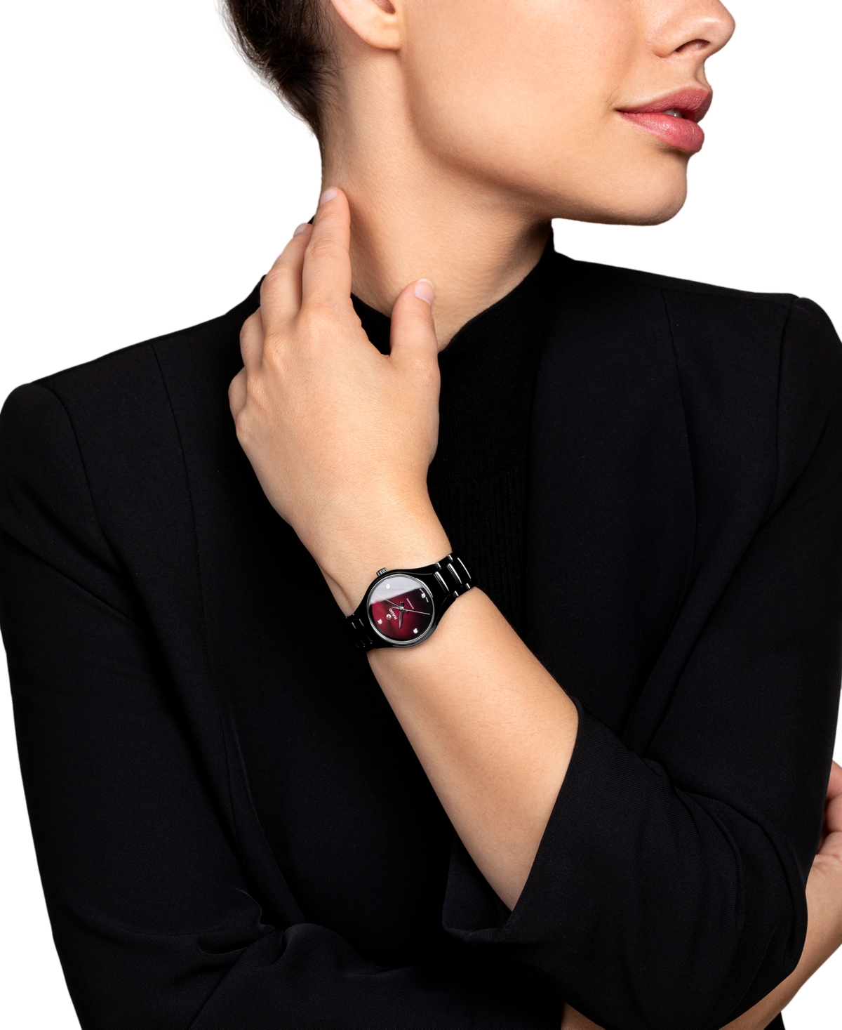 Shop Rado Women's Swiss Automatic True Diamond Accent Black High-tech Ceramic Bracelet Watch 30mm