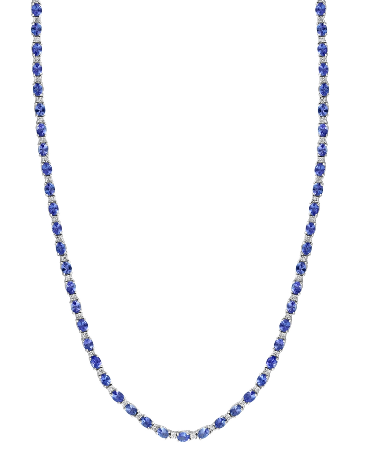Effy Collection Effy Tanzanite (12-1/10 Ct. T.w.) & Diamond (1/5 Ct. T.w.) 18" Tennis Necklace In Sterling Silver
