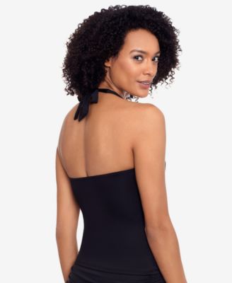 Beach Club Solid Molded Cup Halter Tankini Top