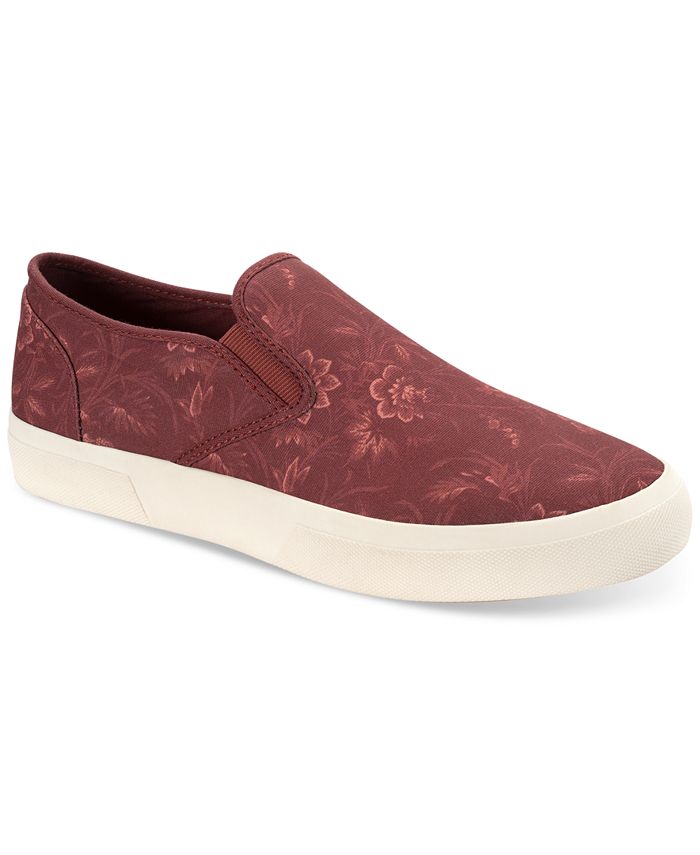 Red Hibiscus Flower Print Men's Slip On Sneakers