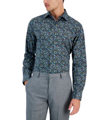 Men's Slim-Fit Watercolor Floral Dress Shirt, Created for Macy's
