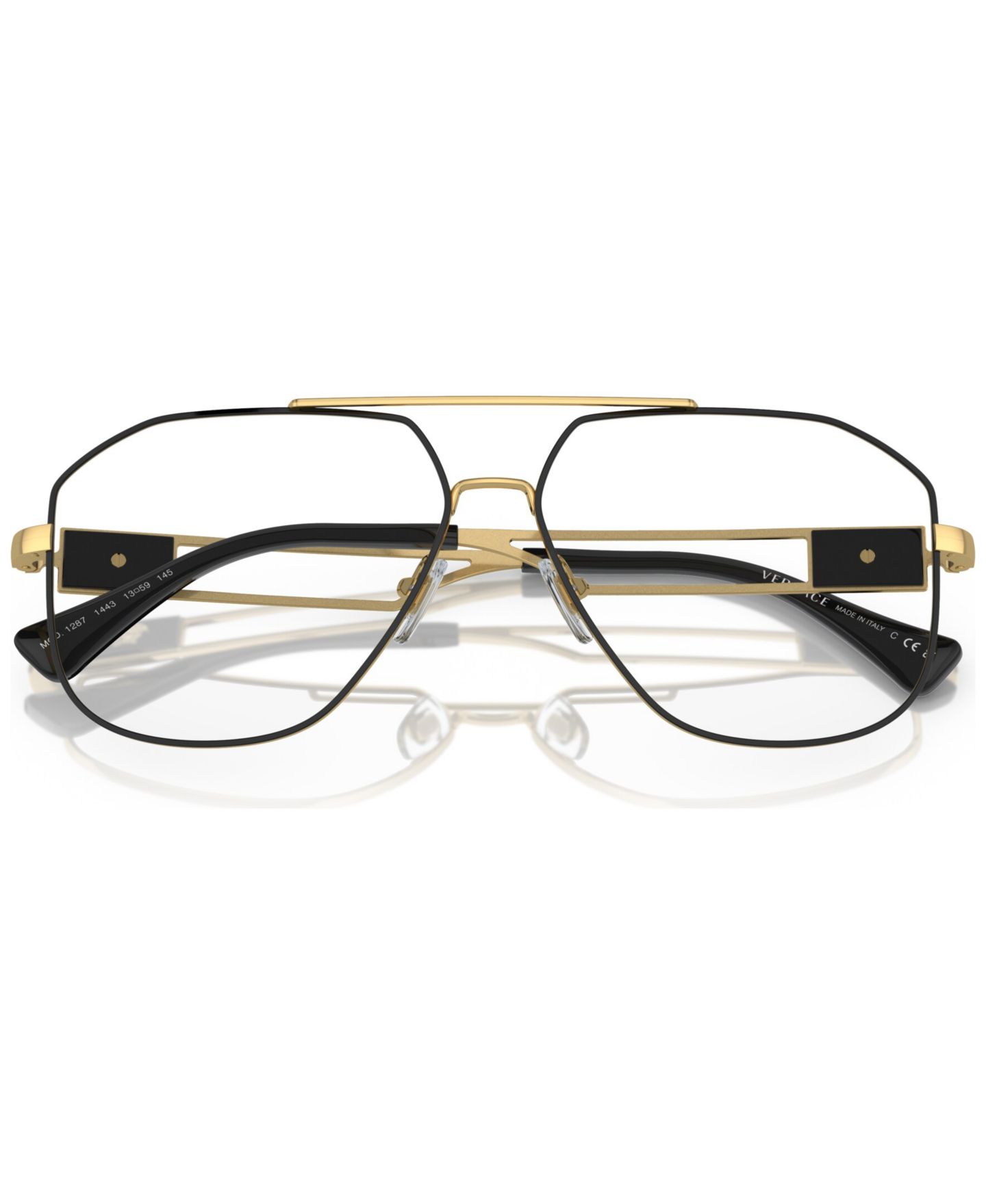 Мужские очки Versace Man Pilot/Aviator Metal VE1287 Eyeglasses, цвет: Чёрный / Золотой — фото 5