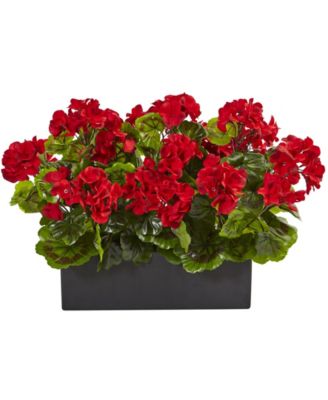 Geranium Silk Plant in Rectangular Planter, UV Resistant