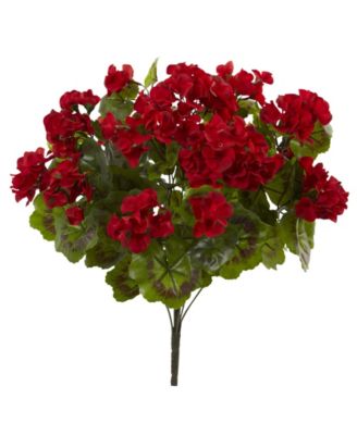 Geranium Artificial Bush, UV Resistant, Set of 3