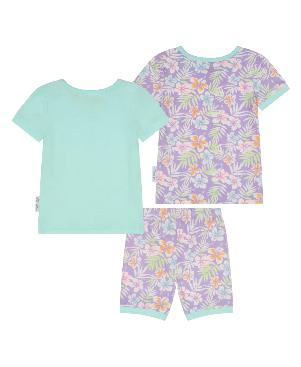 Max & Olivia Babies' Toddler Girls Purple Floral Snug Fit Pajama, 3 Piece Set In Turq