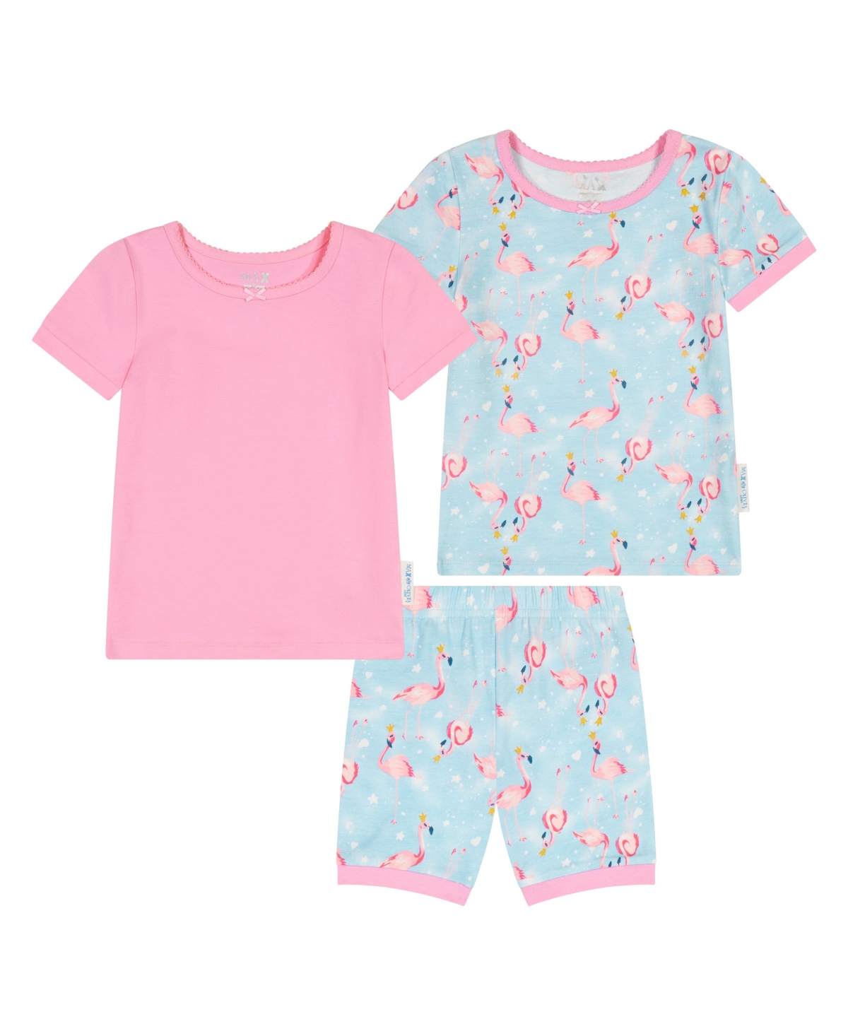 Max & Olivia Toddler Girls Flamingo Snug Fit Pajama, 3 Piece Set In Pink