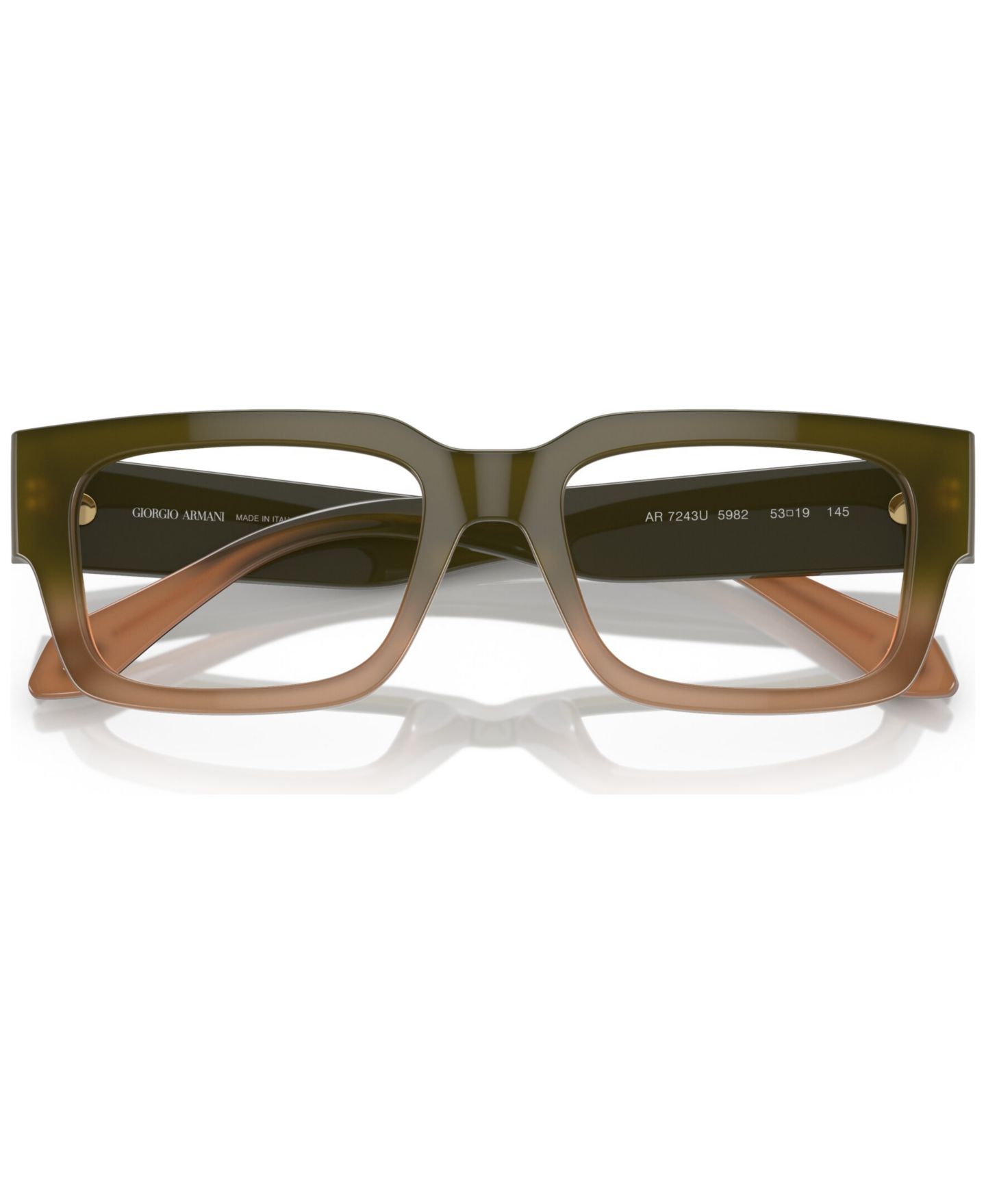 Мужские очки Giorgio Armani Man Rectangle Plastic AR7243U Eyeglasses, цвет: Зелёный / Коричневый — фото 5
