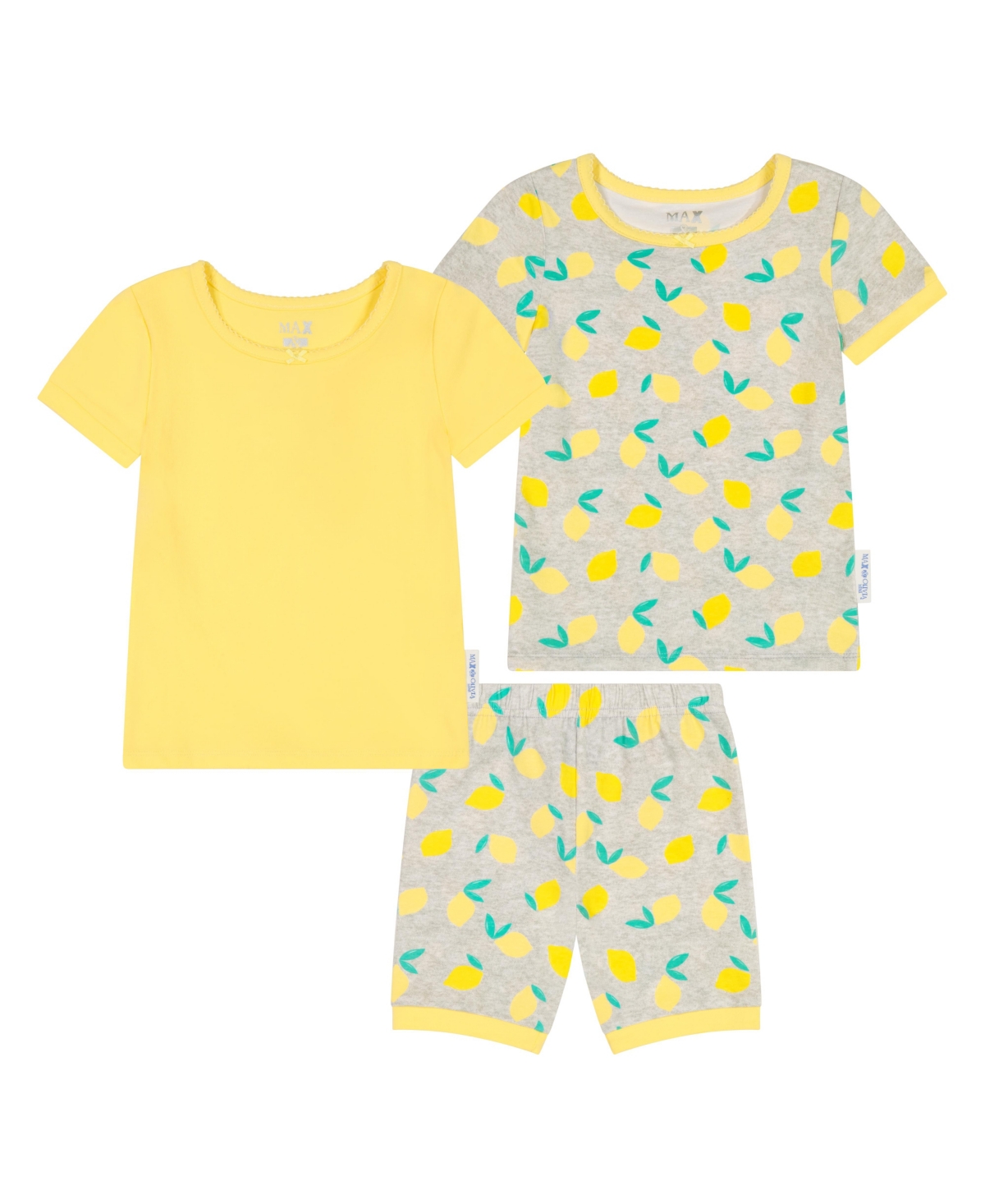 Max & Olivia Baby Girls Lemon Snug Fit Pajama, 3 Piece Set In Yellow