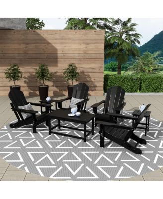 7 Piece Set Outdoor Folding Adirondack Chairs with Coffee Table Side Table