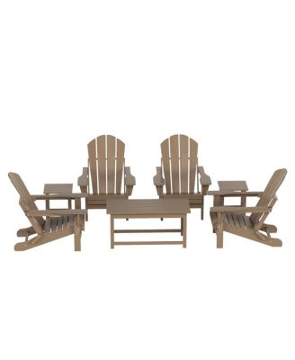 7 Piece Set Outdoor Folding Adirondack Chairs with Coffee Table Side Table