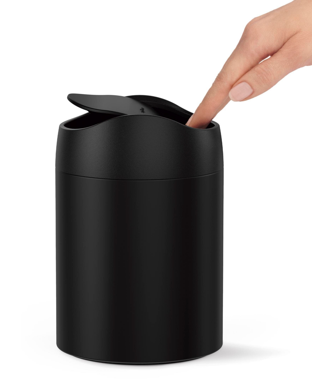 Shop Simplehuman Mini Trash Can, 1.5 Liter In Matte Black