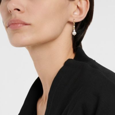 Gold Plated Freshwater Pearl & Star Mismatched Drop Earrings