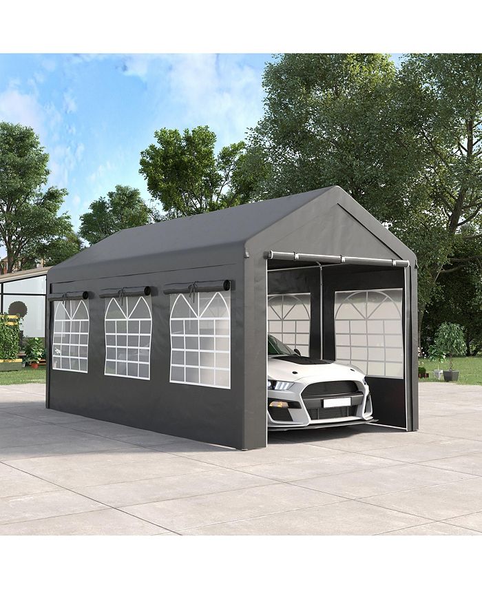 Outsunny Carport Zelt Garage 6x2,95x2,78m - Verzinkter Stahl Mit PE Plane