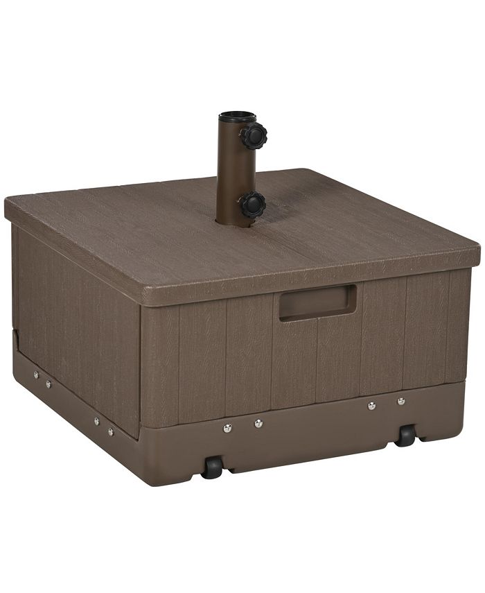 Outsunny 3in1 Outdoor Umbrella Base, Coffee End Table, Flower Box