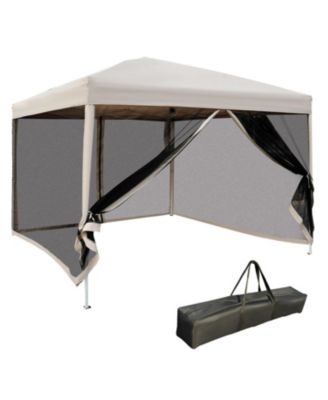 10' x 10' Pop Up Canopy Tent with Breathable Mesh Sidewalls, Easy Height Adjustable, Easy Transport Carrying Bag for Backyard Garden Patio