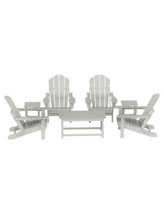 7 Piece Set Outdoor Folding Adirondack Chairs with Coffee Table Side Table