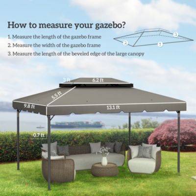 13' x 10' Double Roof Gazebo Replacement Canopy Top Cover