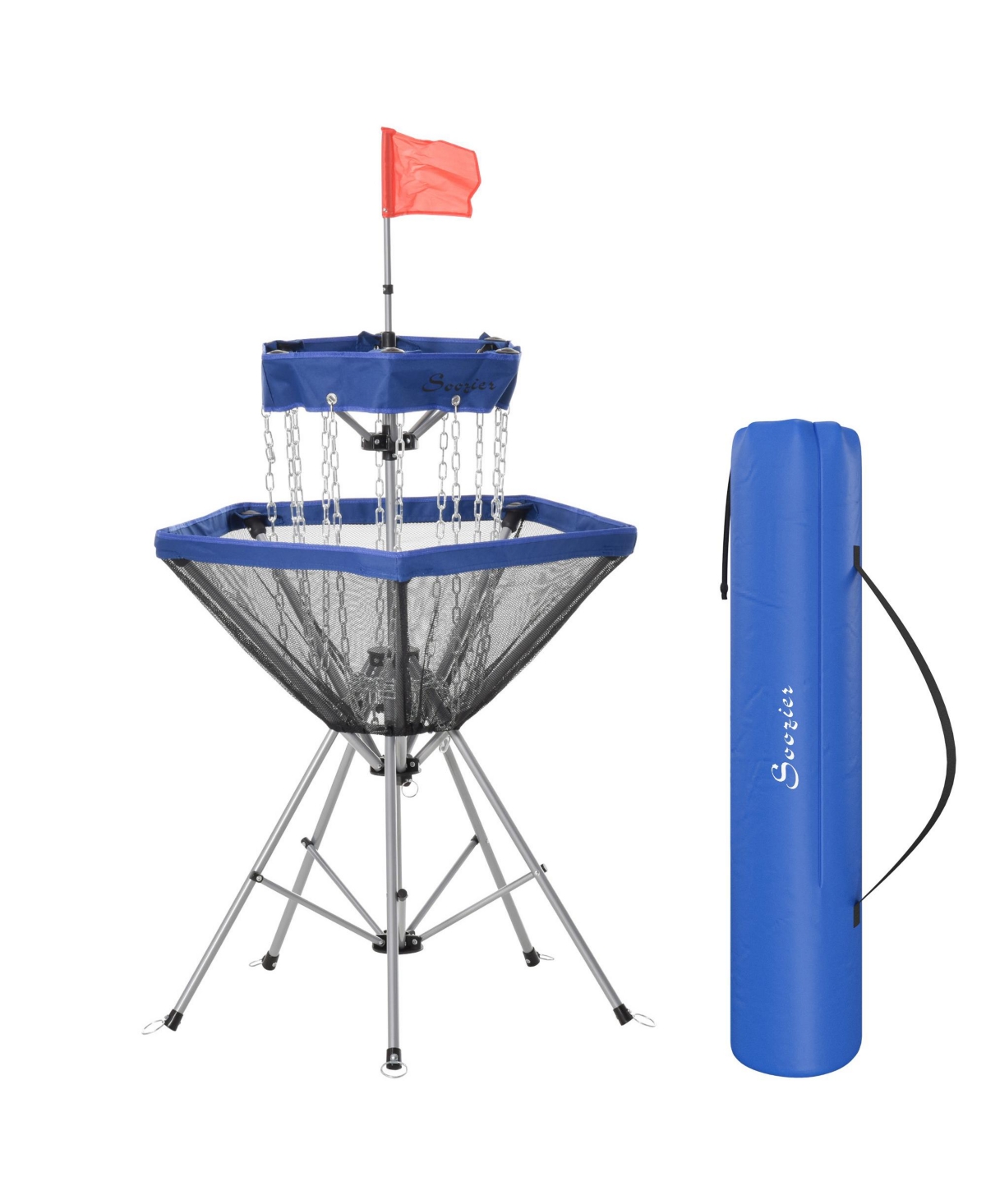 Portable Disc Golf Basket Target with 12-Chain, Easy Carry Bag, Dark Blue - Sky blue
