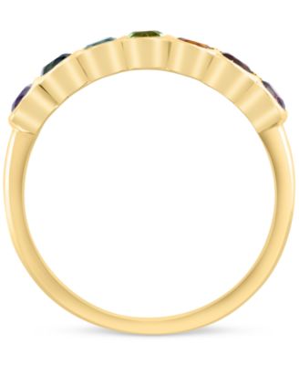 EFFY&reg; Multi-Gemstone Scalloped Band (7/8 ct. t.w.) in 14k Gold-Plated Sterling Silver