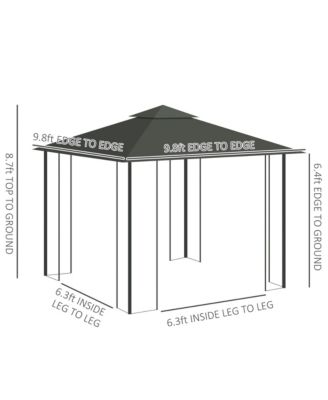 10' x 10' Metal Patio Gazebo, Double Canopy, Tree Motifs,