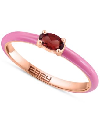 EFFY&reg; Pink Opal (1/6 ct. t.w.) & Enamel Ring in Sterling Silver (Also available in Amethyst, Garnet, Citrine and Blue Topaz)