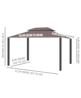 10' x 13' Gazebo, Aluminum, Mesh, 2 Tier Polyester Roof,