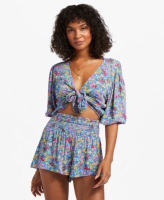 Billabong - Juniors' All Day Fun Printed Crinkle Shorts