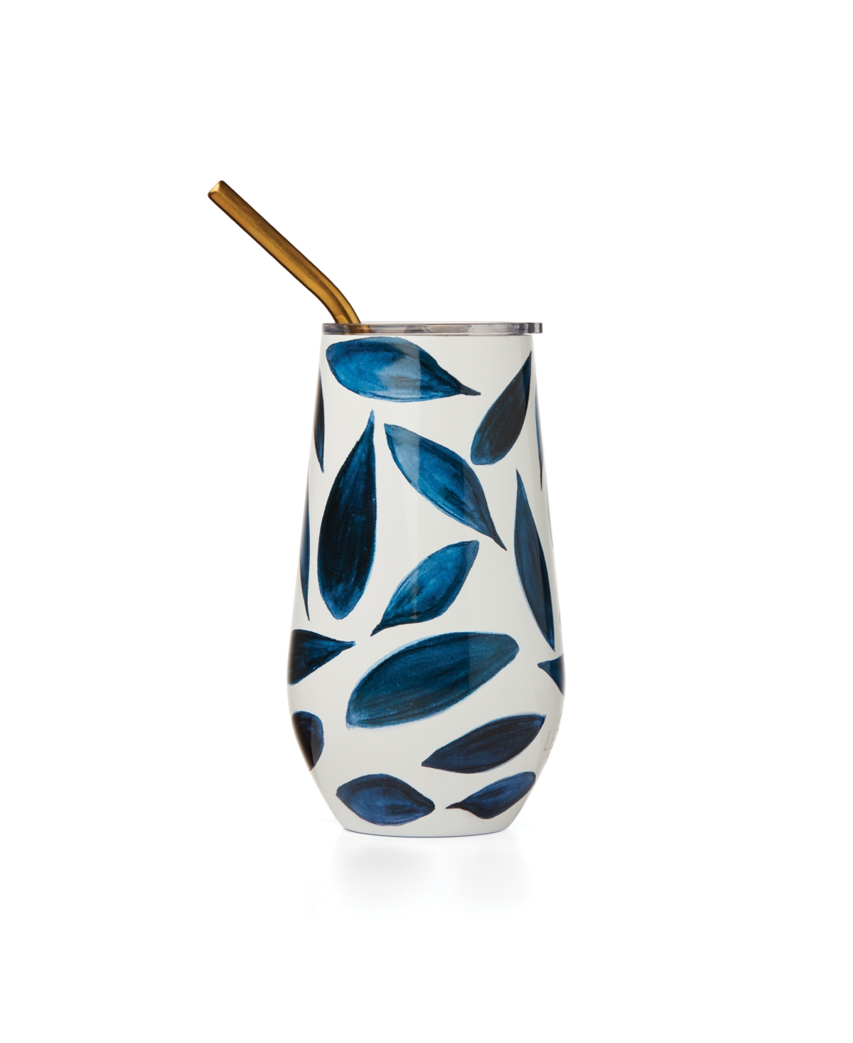 Lenox Blue Bay Stainless Steel Wine Tumbler With Straw In Leaf