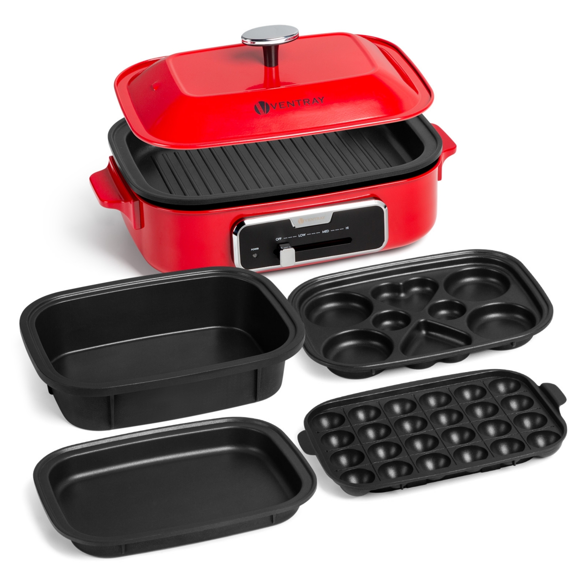Ventray Classic Indoor Grill Set, Versatile Electric Grill Griddle Skillets Set with 5 Removable Nonstick Plates