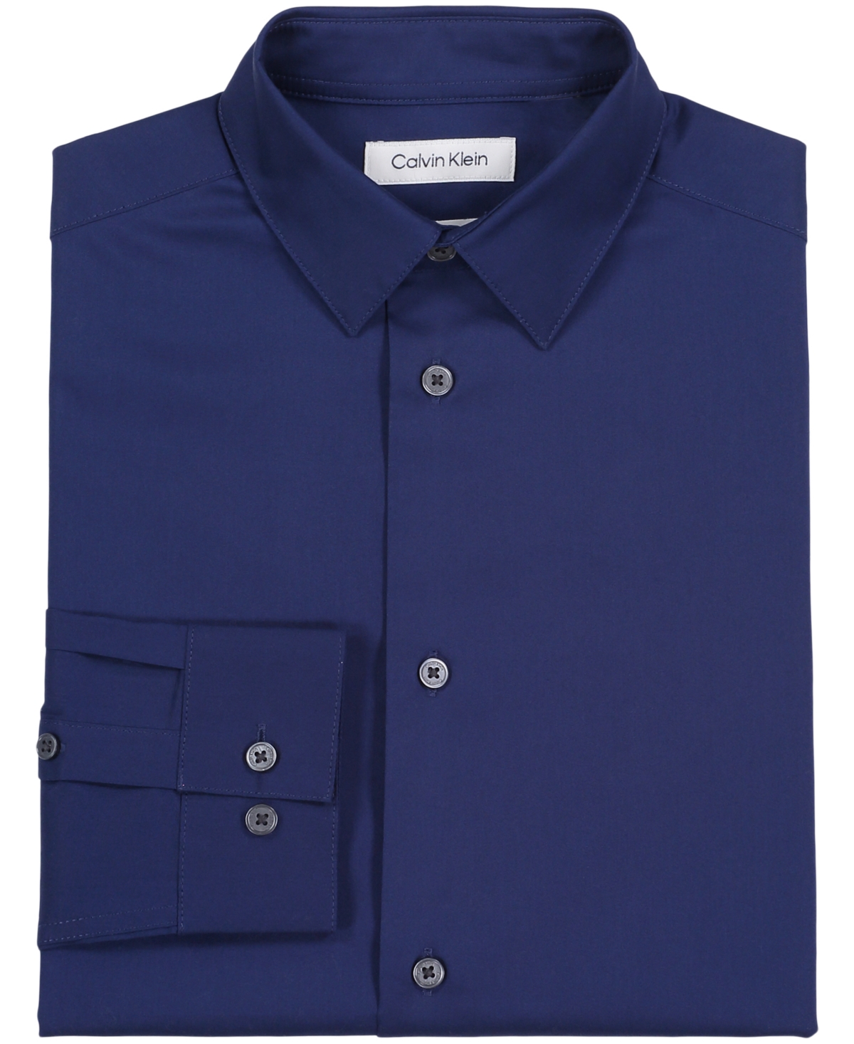 Calvin Klein Big Boys Slim Fit Solid Stretch Poplin Shirt In Navy