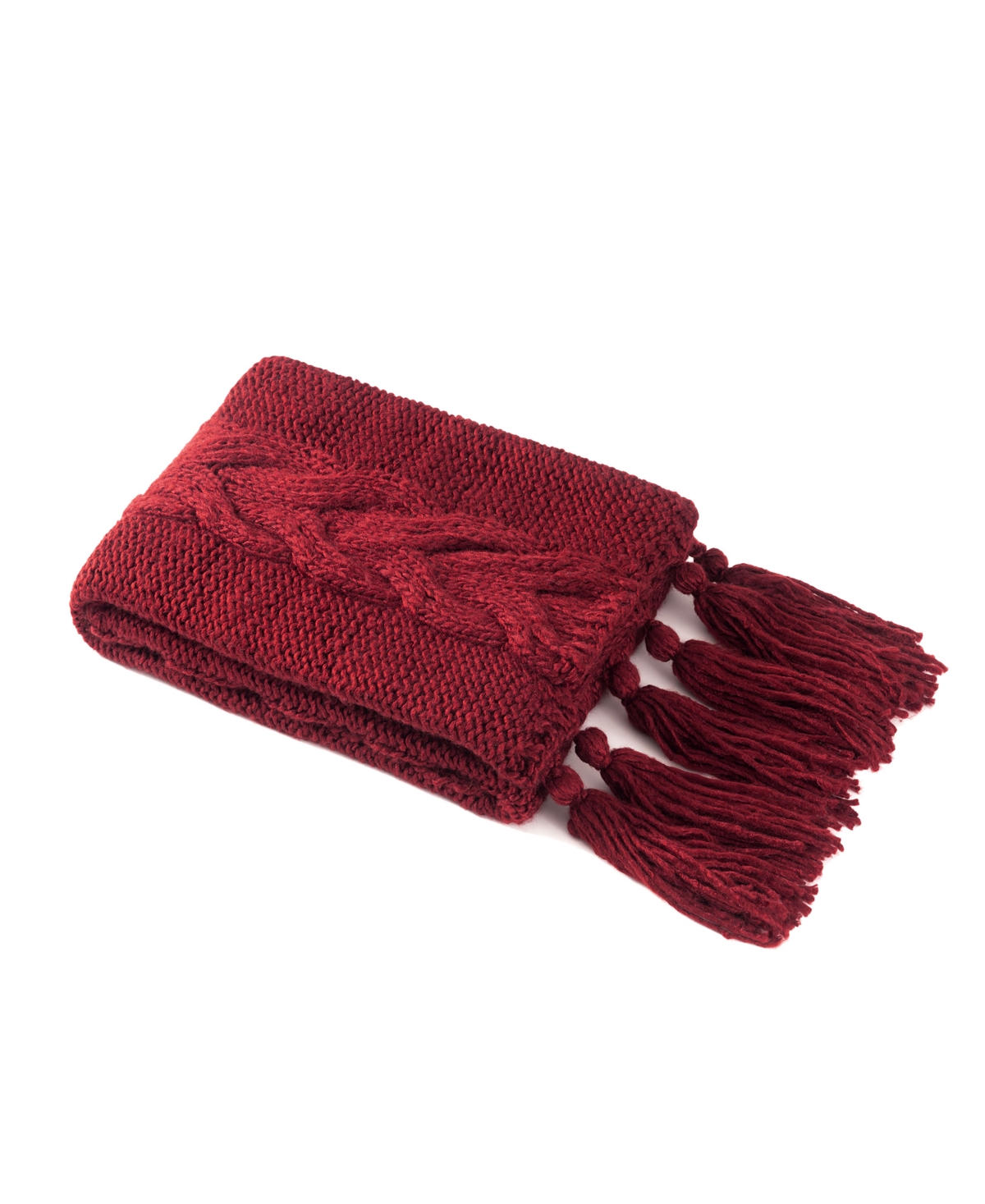 Patricia Nash Signature Knit Tasseled Throw, 50" X 60" In Red