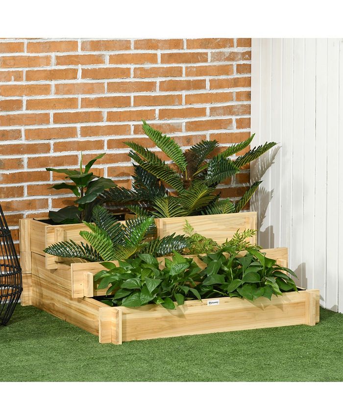 Outsunny 3Tier Raised Garden Bed, Water Draining Fabric for Soil