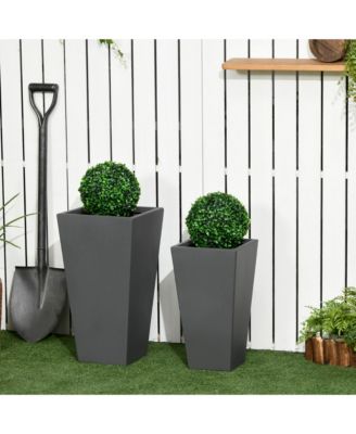 2-Pack MgO Flower Pots with Drainage Hole, Outdoor Planters,