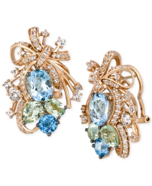 image of Le Vian Crazy Collection Multi-Stone Cluster Drop Earrings in 14k Rose Gold (14-1/6 ct. t.w.), Created for Macy-s