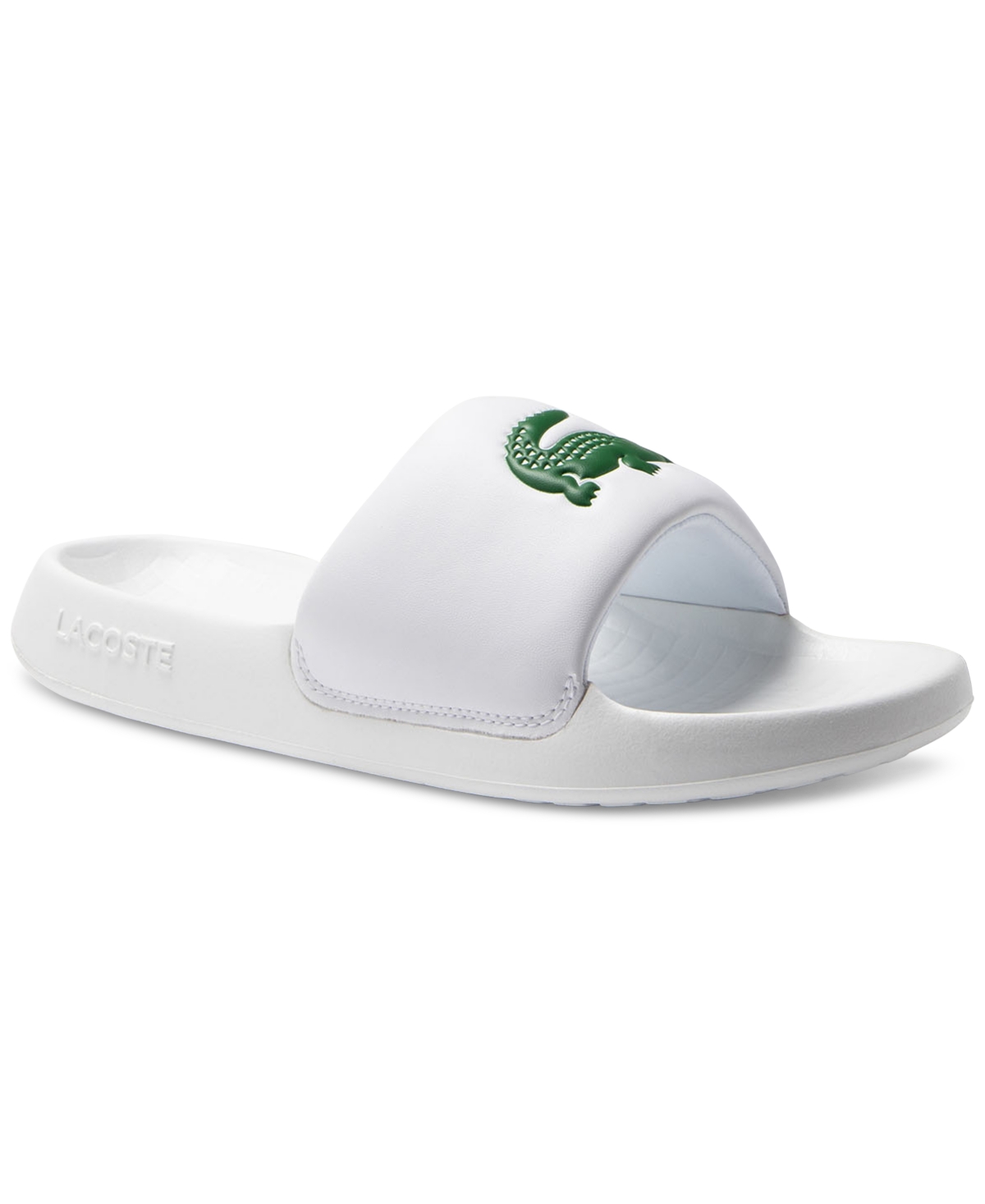 Lacoste Men's Croco 1.0 Slip-on Slide Sandals In White,green