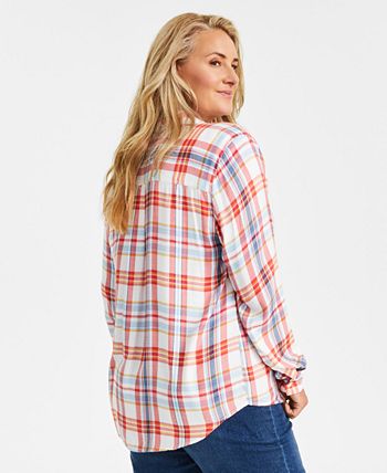 Style & Co Plus Size Perfect Plaid Shirt, Created for Macy's - Macy's