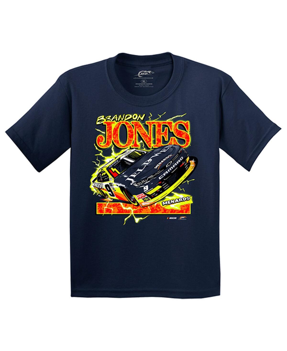 Big Boys and Girls Jr Motorsports Official Team ApparelBrandon Jones Car T-shirt - Navy