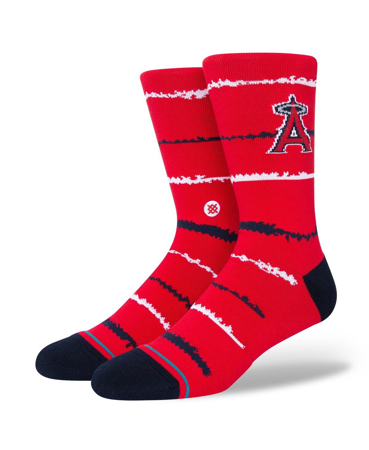 Shop Stance Men's  Los Angeles Angels Chalk Crew Socks In Red
