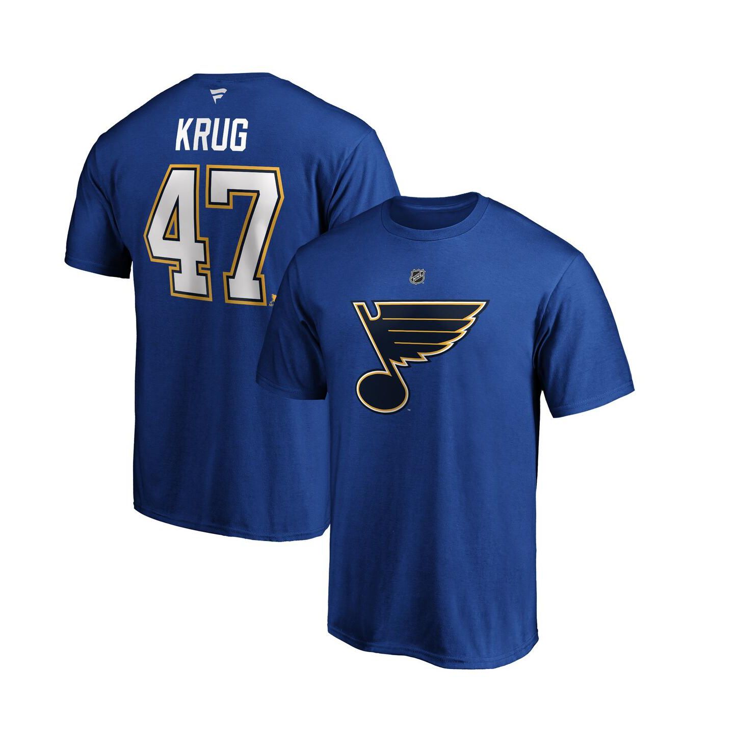 Мужская футболка Fanatics Torey Krug Blue St. Louis Blues Authentic Stack Name and Number — фото 1