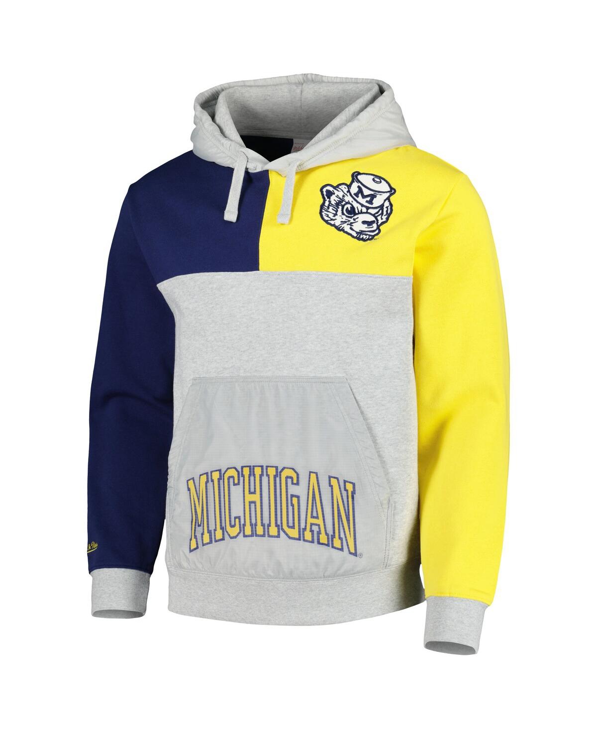 Mitchell & Ness Men's  Heather Gray Michigan Wolverines Tie-breaker Pullover Hoodie In Heather Gray