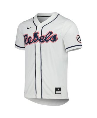 Men's Red Ole Miss Rebels Full-Button Replica Baseball Jersey